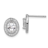 Sterling Silver Rhodium-plated Polished Pav‚ CZ Oval Post Earrings