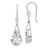 Sterling Silver Polished CZ Teardrop Dangle Earrings