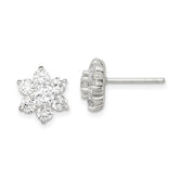 Sterling Silver CZ Flower Post Earrings