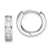 Sterling Silver Rhodium-plated CZ Hinged Hoop Earrings