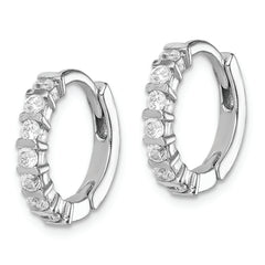 Sterling Silver Rhodium-plated CZ Hinged Earrings