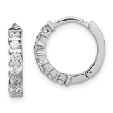 Sterling Silver Rhodium-plated CZ Hinged Earrings