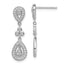 Sterling Silver Rhodium-plated CZ Pav‚ Pear Dangle Post Earrings