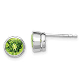 Sterling Silver Rhodium-plated Peridot Circle Stud Earrings