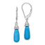 Turquoise Stone Dangle Earrings in Sterling Silver, 14x6mm Textured - Sophia Jewelers