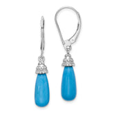 Sterling Silver Rhodium-plated Turquoise Stone Dangle Earrings