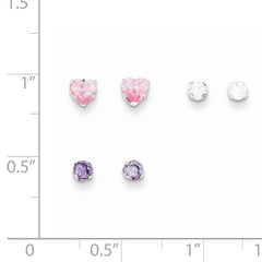 Sterling Silver 3 piece Stellux CrystalPost EarringSet