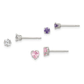 Sterling Silver 3 piece Stellux CrystalPost EarringSet