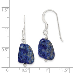 Sterling Silver Polished Blue Lapis Dangle Earrings