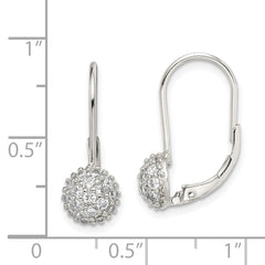 Sterling Silver Rhodium-plated CZ Leverback Earrings