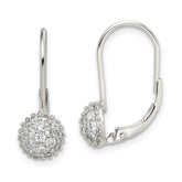 Sterling Silver Rhodium-plated CZ Leverback Earrings