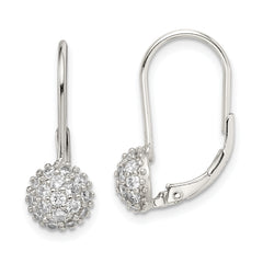 Sterling Silver Rhodium-plated CZ Leverback Earrings