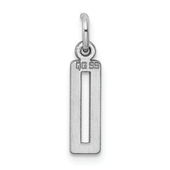 Sterling Silver/Rhodium-plated Elongated Polished Number 0 Charm