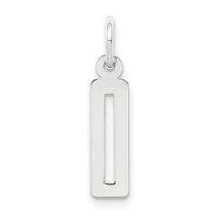 Sterling Silver/Rhodium-plated Elongated Polished Number 0 Charm