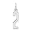 Sterling Silver/Rhodium-plated Elongated Polished Number 2 Charm