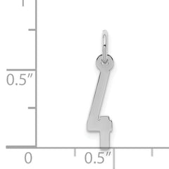 Sterling Silver/Rhodium-plated Elongated Polished Number 4 Charm