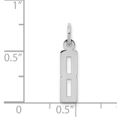 Sterling Silver/Rhodium-plated Elongated Polished Number 8 Charm