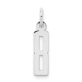 Sterling Silver/Rhodium-plated Elongated Polished Number 8 Charm