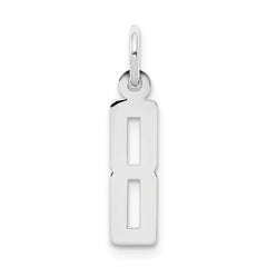 Sterling Silver/Rhodium-plated Elongated Polished Number 8 Charm