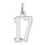 Sterling Silver/Rhodium-plated Elongated Number 17 Charm