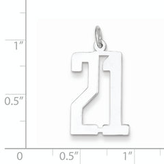 Sterling Silver/Rhodium-plated Elongated Number 21 Charm