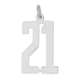 Sterling Silver/Rhodium-plated Elongated Number 21 Charm