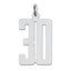 Sterling Silver/Rhodium-plated Elongated Number 30 Charm