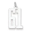 Sterling Silver/Rhodium-plated Elongated Number 61 Charm