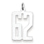 Sterling Silver/Rhodium-plated Elongated Number 62 Charm
