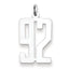 Sterling Silver/Rhodium-plated Elongated Number 92 Charm