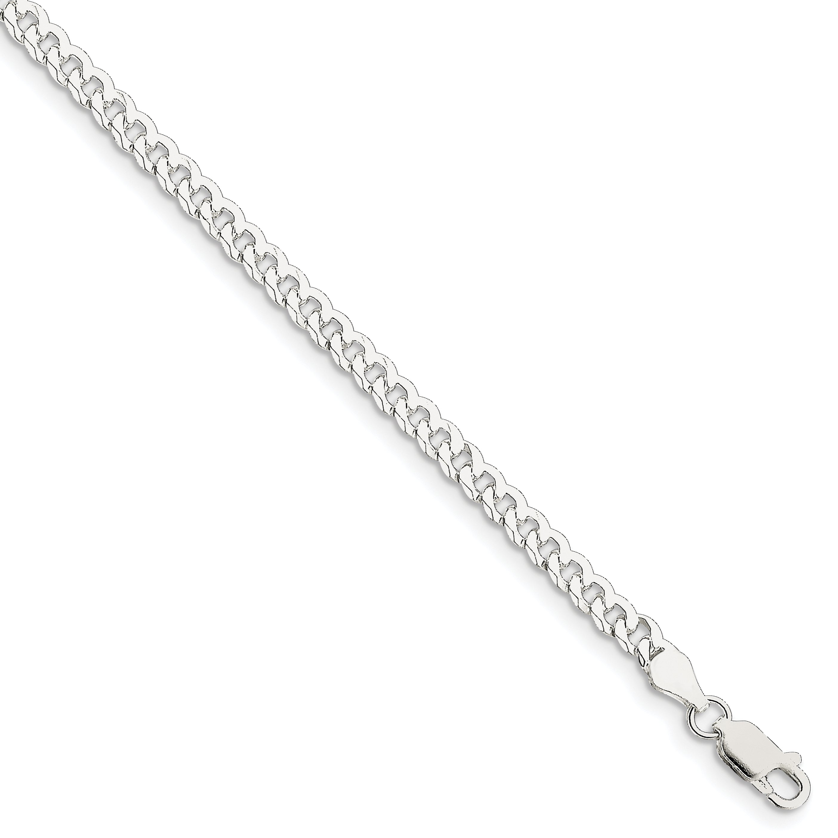 Sterling Silver 4mm Beveled Curb Chain