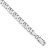 Sterling Silver Rhodium-plated 5mm Beveled Curb Chain