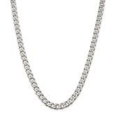 Sterling Silver 925 Polished Curb Chain Necklace with Lobster Clasp