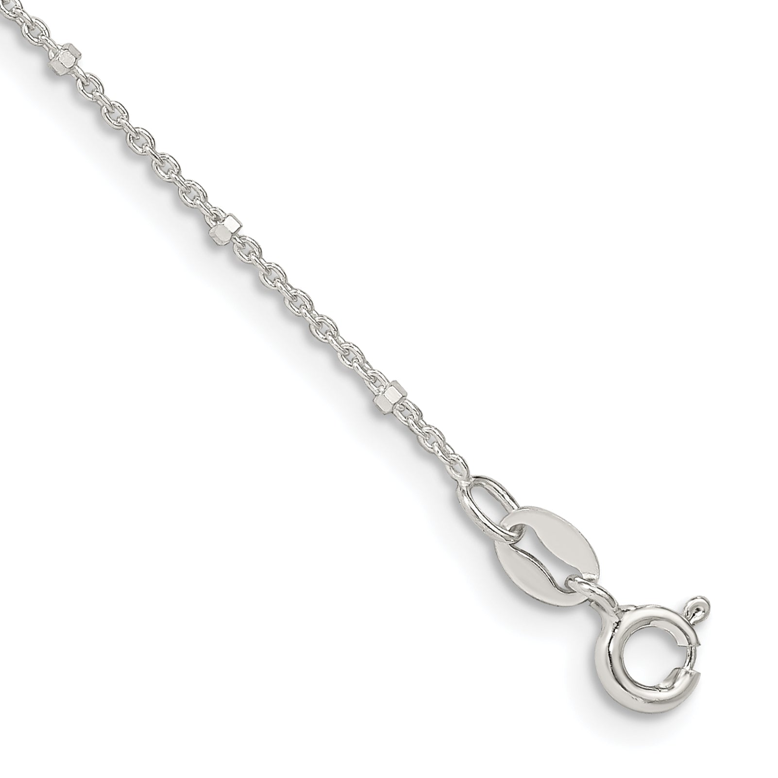 Sterling Silver 1.25mm Rolo with Beads Chain Anklet