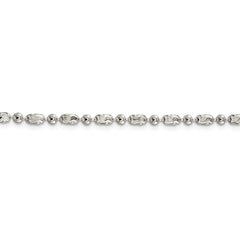 Sterling Silver 925 Bead Chain Necklace with Polished and Textured Design