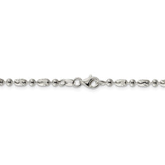 Sterling Silver 925 Bead Chain Necklace with Polished and Textured Design