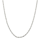 Sterling Silver 925 Bead Chain Necklace with Polished and Textured Design