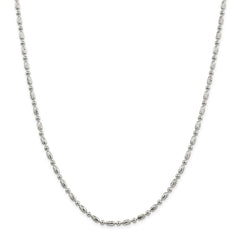 Sterling Silver 925 Bead Chain Necklace with Polished and Textured Design