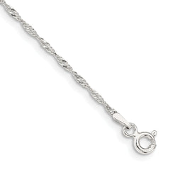 Sterling Silver 1.4mm Singapore Chain Anklet