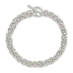 Sterling Silver 7.5inch Polished Fancy Link Toggle Bracelet