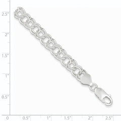 Sterling Silver 7.6mm Double Link Charm Bracelet