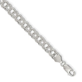 Sterling Silver 7.6mm Double Link Charm Bracelet