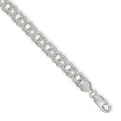 Sterling Silver 7.6mm Double Link Charm Bracelet