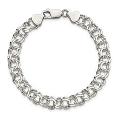 Sterling Silver 7.6mm Double Link Charm Bracelet