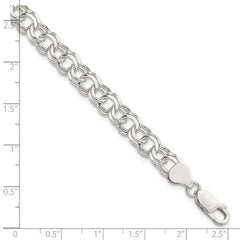Sterling Silver 7.6mm Double Link Charm Bracelet