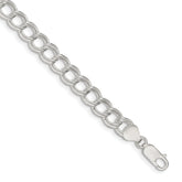 Sterling Silver 7.5mm Double Link Charm Bracelet