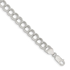 Sterling Silver 7.5mm Double Link Charm Bracelet