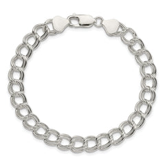 Sterling Silver 7.5mm Double Link Charm Bracelet