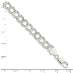 Sterling Silver 7.5mm Double Link Charm Bracelet