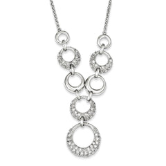 Elegant Sterling Silver CZ Pendant Necklace with Polished Finish